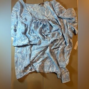 Floral light blue blouse